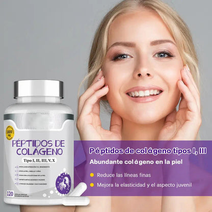 Péptidos De Colágeno Swiyie, 5 Tipos, 120 Cápsulas, 1800 Mg